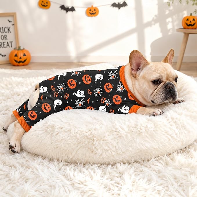 Dog Halloween Pajamas for Small Medium Dogs Halloween Pjs Pink Bow Dog Onesie Breathable Puppy Pj Pet Stretchy Soft Sleepwear for Spring Summer Costume-XL