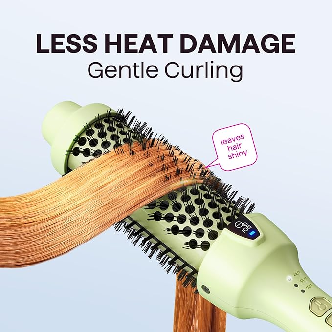Wavytalk Thermal Brush, 1.5 Inch Blowout Express Ionic Heated Round Brush Creates Blowout Look Makes Hair Shinier & Smoother, Dual Voltage, Easy to Use (Green)