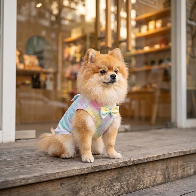 2 Pack Dog Tie Dye Clothes for Small Dogs, Spring Summer Dog Dresses Tie Dye Sweatshirt Breathable Pet Doggie Apparel Stretchable Outfit, XL Size