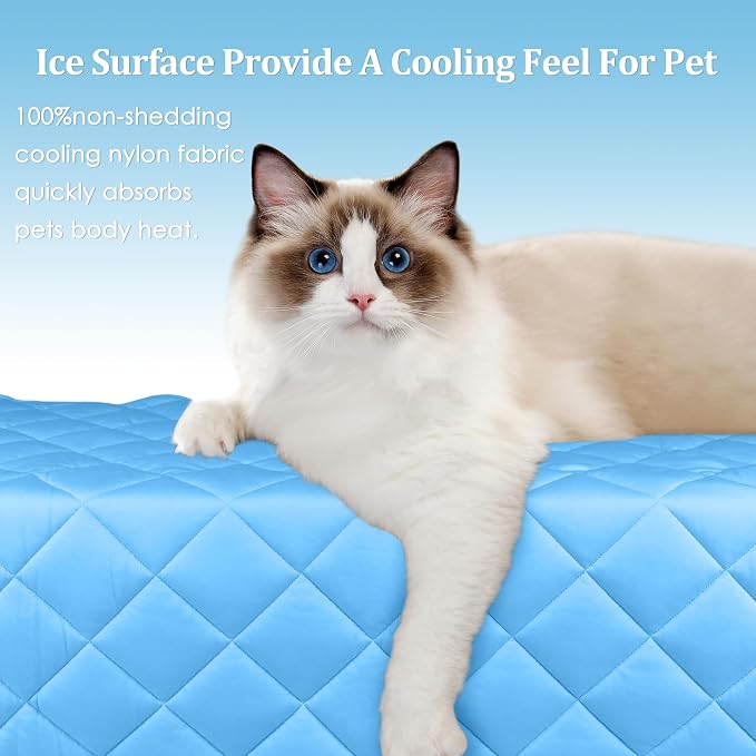 Cooling Blanket for Dogs, Dog Cooling Mat & Bed, Q-MAX>0.42- Lightweight, Durable & Breathable Pet Throw for Sofa, Car and Furniture Protector, Reversible Design, Easy to Clean, 60"x80", Blue