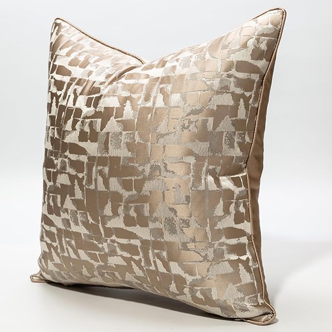 vctops Gold Decorative Luxurious Throw Pillow Covers Jacquard Square Cushion Cases Pillowcase for Bed Sofa Couch Chair Car Home Decor (Brown A,18"x18")