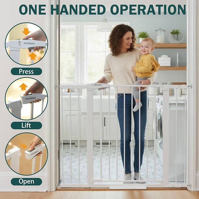 Mumeasy 36" Extra Tall Dog Gate, 29.7-46" Baby Gate for Stairs & Doorways