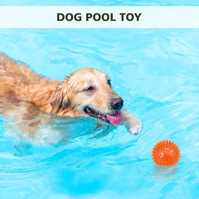 petizer 3-Pack 3.5” Squeaky Dog Toy Balls, Floating Dogs Pool Balls, Dog Spiky Balls, Interactive Fetch Toys for Puppy, Dog Chew Toys - Safe, BPA Free