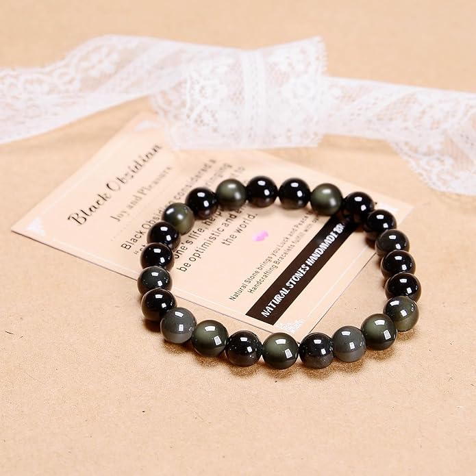 AD Beads Handmade Gemstone Stretch Elastic Bracelet Crystal Healing Reiki Nature's Beauty and Spiritual Essence Unisex
