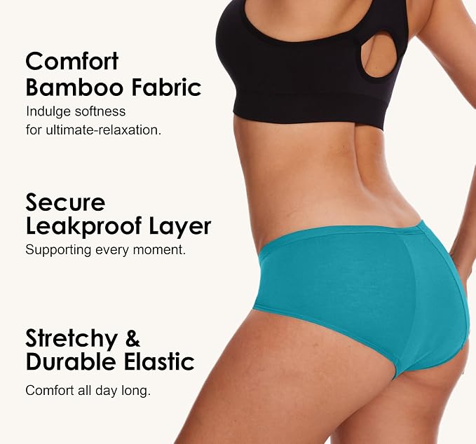 YESWEL Period Underwear For Women, Leakproof Hipster, Brief, Heavy Flow, 3 Pack