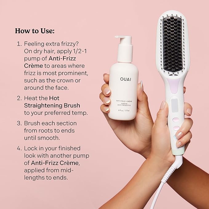 Mane Anti-Frizz Kit - Mane Hair Tools Kit & OUAI Anti-Frizz Crème - Complete Hair Styling Kit for Sleek, Humidity-Resistant Hair (2 Count)