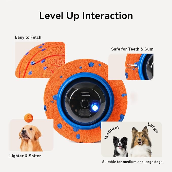Cheerble Smart Interactive Dog Toy, Wicked Ball AIR, E-TPU Material | Automatic Moving, Bouncing, and Rotating, IPX7 Waterproof Rating, Active Rolling Ball for Puppy, Medium and Large Dogs