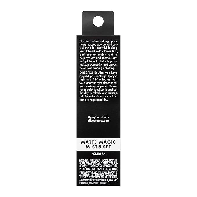 e.l.f., Matte Magic Mist & Set - Small, Lightweight, Long Lasting, Mattifying, Revitalizes, Controls Shine, Refreshes, Hydrates, All-Day Wear, 2.0 Fl Oz