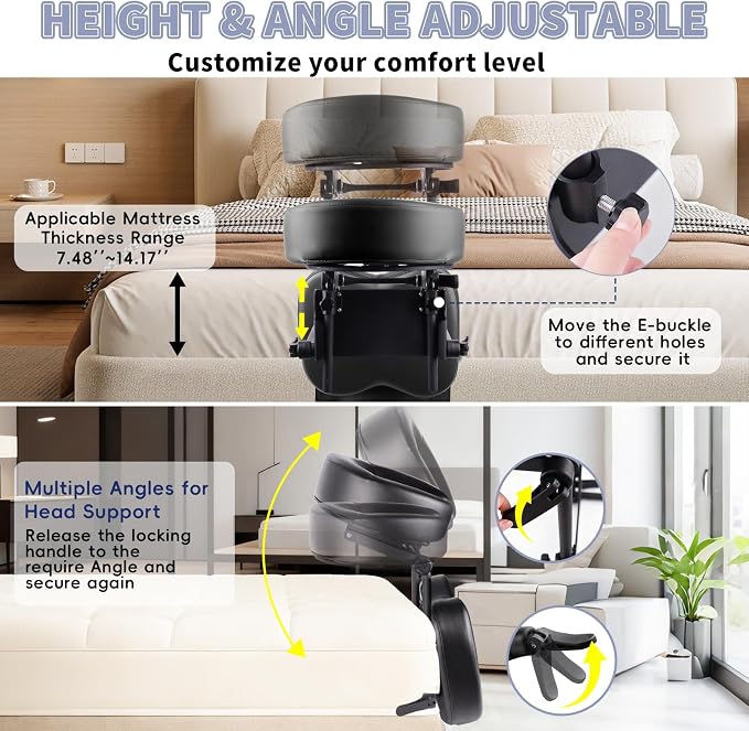 TOROKOM Massage Portable Face Down Massage Kit for Desk and Table Top, Adjustable Headrest Face Pillow Cradle & Chest Pad, Black