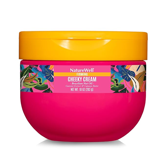 NATURE WELL Ultra-Rich Firming & Tightening Cheeky Body Cream, Promotes Deep Hydration, Fast Absorbing, Scents of Pistachio Cream, Almond Blossom, Brazil Nut, Cupuacu, Coconut, & Salted Caramel, 10 Oz
