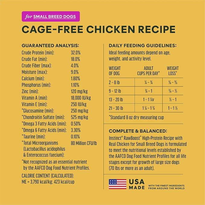 Instinct RawBoost Small Breed, Dry Dog Food + Freeze Dried, Chicken, 10 lb | High-protein kibble with FreshDried raw bites, nutrition for healthy weight, calcium for strong bones & teeth, grain-free