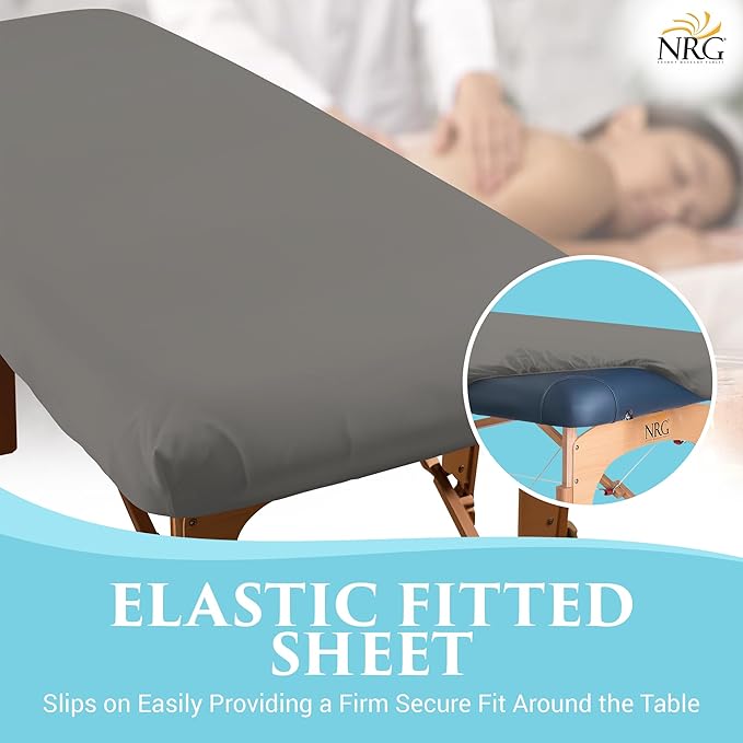 Deluxe Flannel Flat Massage Table Sheets by NRG - 100% Cotton Flannel Massage Linens - 160 GSM, 200 Thread Count - Soft Double Brushed Cotton - Oversized for Better Coverage - 63" x 100" - Color Stone