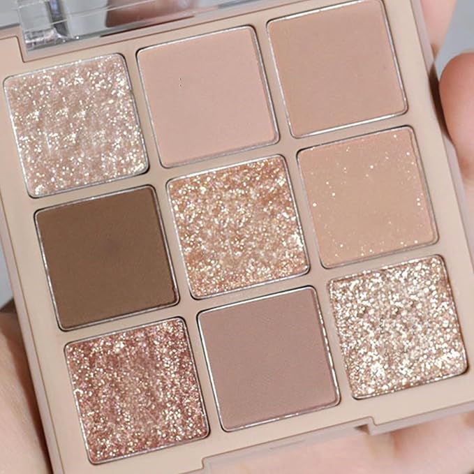 Nude Gold Eyeshadow Palette, Matte Shimmer Glitter Eye Shadow Makeup Palettes, Naked Neutral Brown Eyeshadow Makeup Pallet For Women, Highly Pigmented Long Lasting Blendable Cool Toned Eyeshadow
