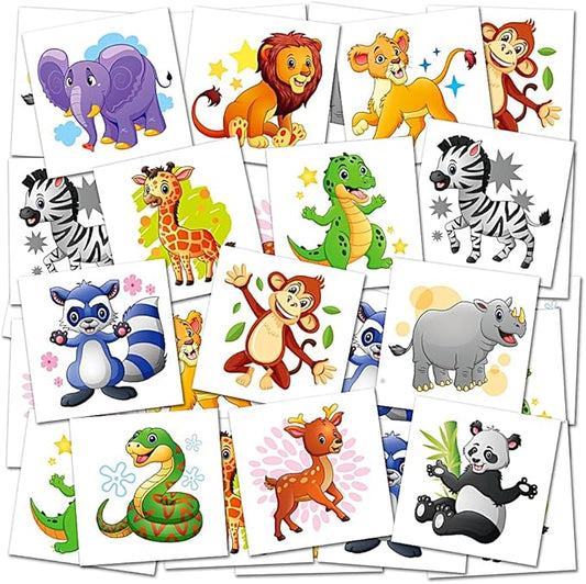 ArtCreativity Zoo Animal Individual Temporary Tattoos for Kids - Bulk Pack of 144 Non-Toxic 2 Inch Pre-Cut Tattoos, Safari Wild Animal Birthday Party Favors and Goodie Bag Fillers for Boys and Girls
