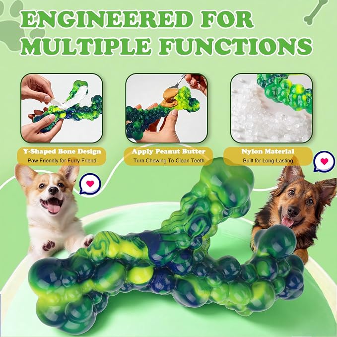 3Pack Bone Indestructible Dog Chew Nylon Toys for Aggressive Chewers