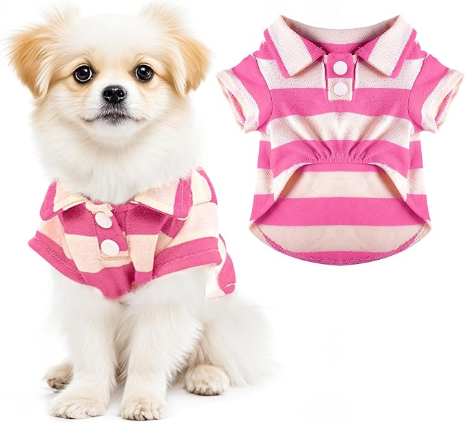 Pistha Dog Shirt Polo Shirt Striped Puppy Clothes for Boy Girl Pets | Dog Shirt Dog Clothes Pet Clothes with Summer Button Up for Small Medium Dogs Cats