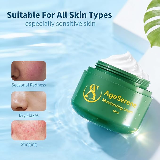 Daily Facial Moisturizer Cream, Formulated Without Common Irritants for Those with Sensitive Skin, Squalane & Hyaluronic Acid, Moisture Barrier Repair, Long Lasting Hydration，1.7 fl oz