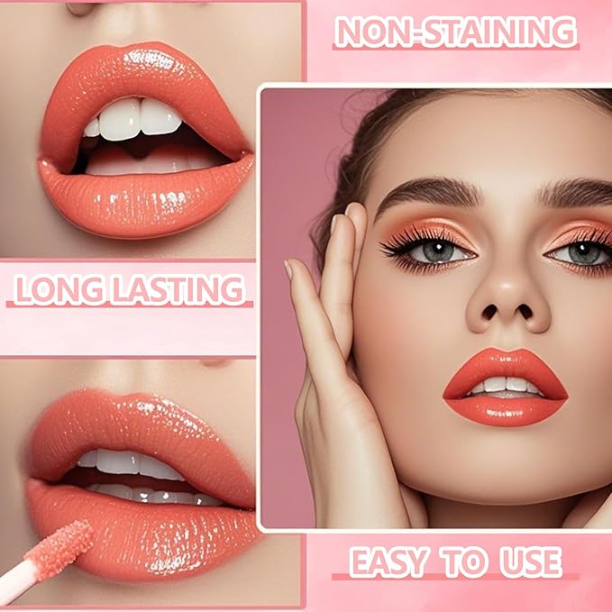 6 Colors lemon Lip Tint Stain Set, Korean Velvet Lip Stain Lip Gloss Lip Tint Stain, Liquid Lipstick for Women, Lip Stain Long Lasting Waterproof, St. Patrick’s Day Gift, High Pigment, Vivid Color