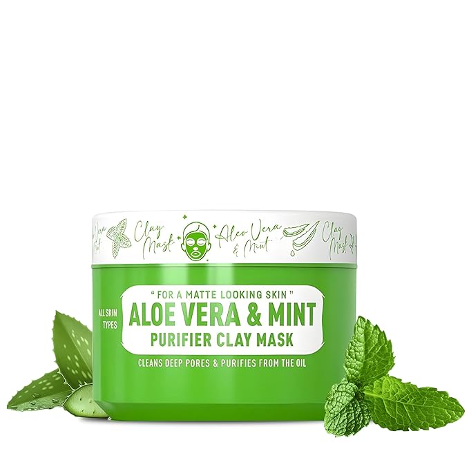 Immortal NYC - Aloe Vera & Mint Purifier Clay Mask – Face Mask for Matte Look Skin, Oil Control, Deep Cleansing & Refreshing Skincare. Great Gifts For Women & Men – 10 oz