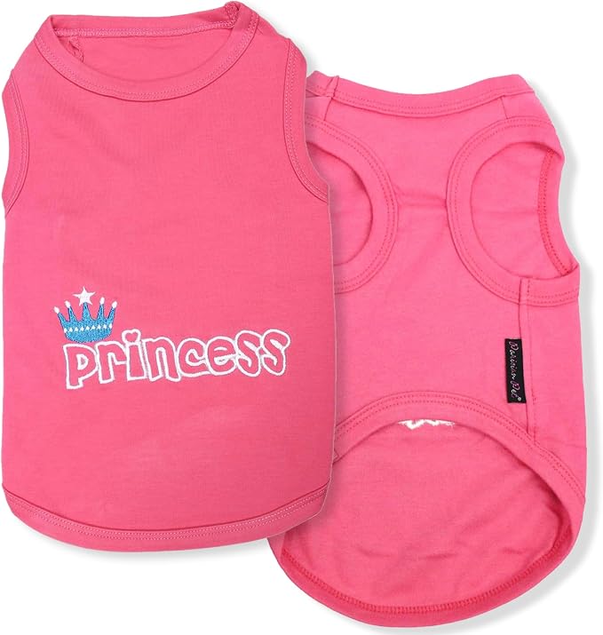 Parisian Pet Princess Dog Shirt – 100% Cotton Shirts for Small Dogs – Pink Sleeveless Puppy Clothes – Lightweight and Breathable Dog Apparel – Girl Dogs Clothes - Stretchy Pet T Shirts