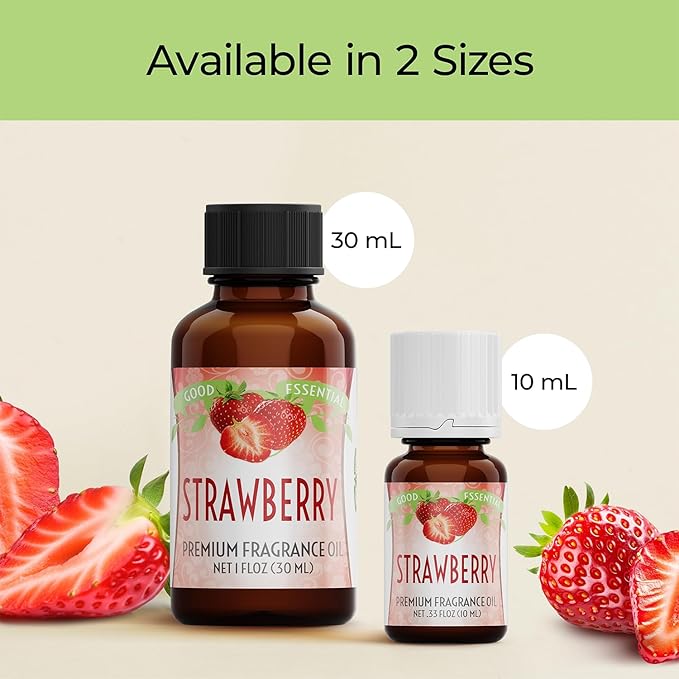 Good Essential Professional Strawberry Fragrance Oil (30ml/1 fl oz) for Diffuser, Candle, Soap & Lotion Making, Perfume for Skin Use
