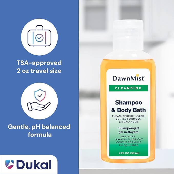 Dukal DawnMist Shampoo & Body Bath with Dispensing Cap, 2 oz. Bottle (Pack of 5)