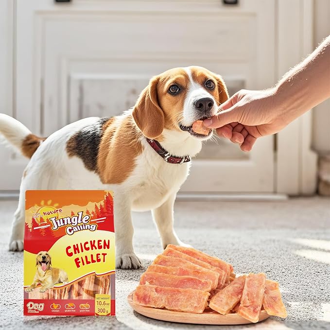 Jungle Calling Chicken Jerky Dog Training Treats, High Protein, 10.6 Oz | Rawhide Free, Stomach-Friendly, Healthy Muscles, Chewy for Dental Care, Easy to Tear, Behavioral Support Healthy Chews