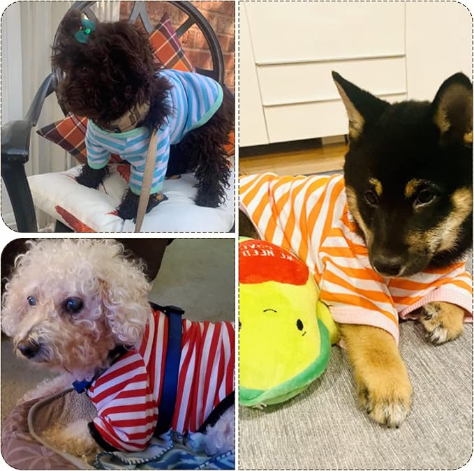 Geyoga 6 Pieces Dog T-Shirt Striped Cotton Breathable Spring Summer Pet Apparel Colorful Soft Puppy Sweatshirt Clothes for Small to Medium Dogs Puppy(Light Color,S)