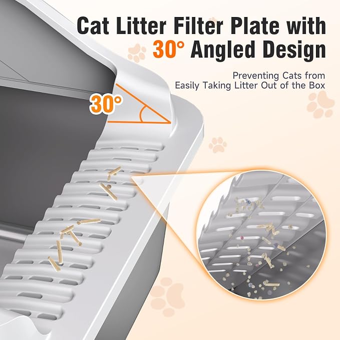 2PACK Stainless Steel Litter Box, XL Odor Free, Light Grey