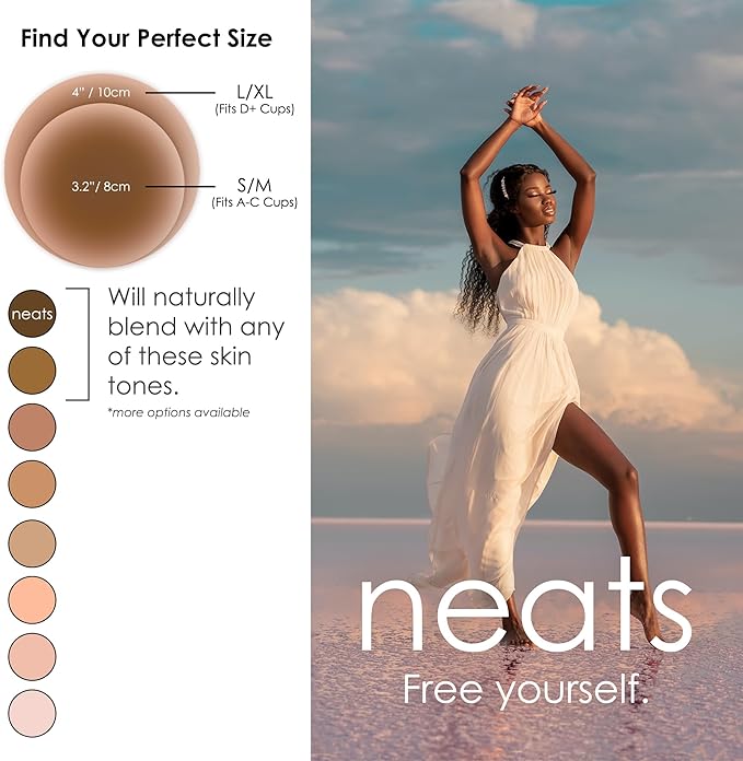 NEATS Nipple Covers for Women, Reusable & Hypoallergenic Adhesive Silicone Pasties