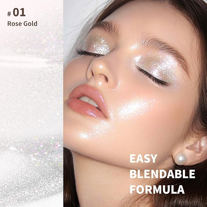 Color Nymph Liquid Highlighters Gel Cream Highlighter Makeup Glow Lotion Chameleon Chrome Shimmer Beauty Make Up Highlighter For Face Eye Body - 01# Rose Gold