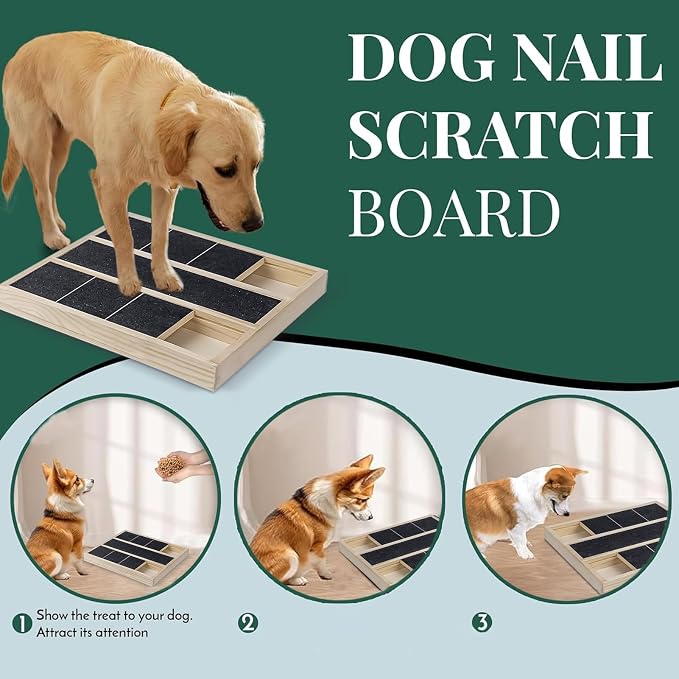 Puppy Nail File Board - Dog Scratching Teaser Toy, All-Purpose Puppy Claw Scratch Board | Wooden Claw Grooming Pad with Treat Dispenser, Interactive Scratch Tool Suitable for Pets