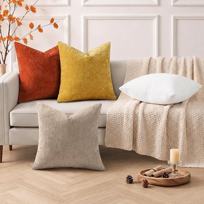 decorUhome Soft Chenille Rust Throw Pillow Covers 12X20 Set of 2 | Decorative Fall Couch Pillow Covers Solid Dyed Accent Modern Farmhouse Neutral Rectangle Pillow Cases for Sofa