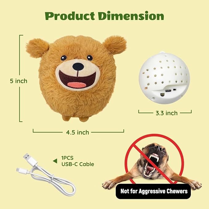 Interactive Dog Toys, Automatic Jumping Moving Dog Ball to Keep Them Busy, Squeaky Plush Chew Toys for Small/Medium/Large Dogs