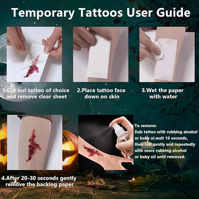 Joker Tattoos Temporary Halloween - 16 Sheets Temporary Tattoos for Men Fake Tattoo Stickers Joker and HQ Couples Costumes Masquerade Cosplay Party Accessories Makeup