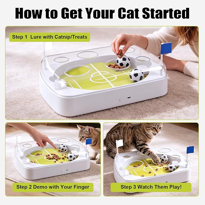 2026 International Soccer Electric Cat Toy Balls with Catnip, Motion Activated Automatic Rolling Interactive Cat Toy, Indoor Hunting Exercise Mental Stimulation Scratching Pet Play Ball
