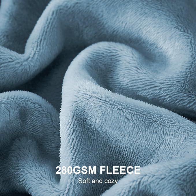 Hansleep King Washed Blue Fleece Blanket, Soft Flannel Bed Blanket | Fuzzy Cozy Blanket 90x108 Inches, Multi-use for Bed, Sofa, Couch, Travel, Camping, All Season Warm Lightweight Cover