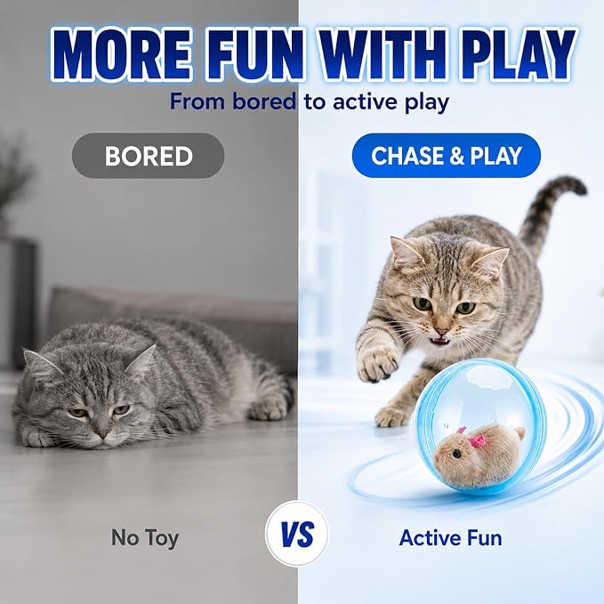 Cat Toys Interactive Smart Ball Automatic Rolling Rush Giant Hamster Moving Indoor Stimulation Wiggly Electronic Bored Adult Self Play Fun Motion Mouse Dog Small Kitten Accessories