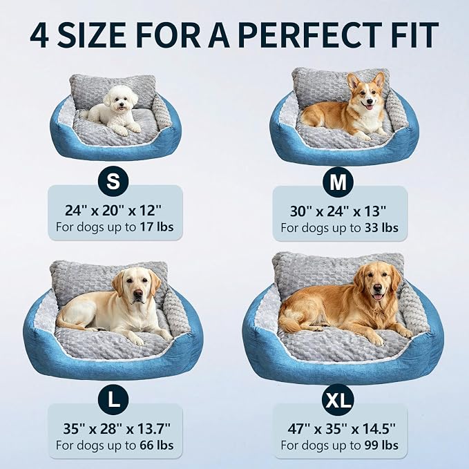 Small Dog Bed & Cat Sofa, 24"x20"x12" Soft Plush Calming Pet Bed for Sleep, All-Season Faux Fur Linen Orthopedic Puppy Bed with Non-Slip Bottom, Machine Washable, Fits Pets up to 17 Ibs