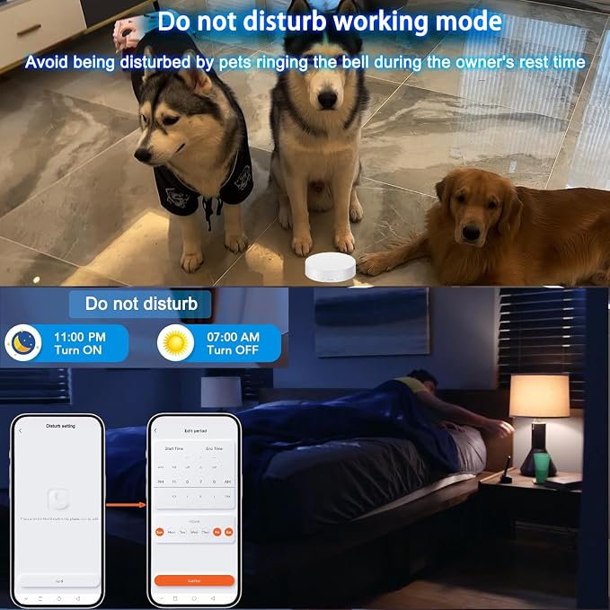 Dog Door Bell for Potty Training to Go Outside, WiFi Doggie Door Bell, Wireless Doggy Doorbell with Phone App,Waterproof Touch Button with Large Activate Range (1 WiFi Receiver 1 Button)