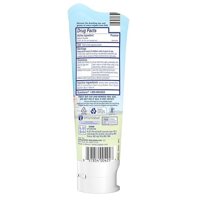 Colgate Kids Toothpaste with Fluoride, Mild Fruit Flavor | Fights Cavities | Sugar Free | 4.6 Oz Tube | Pack of 2