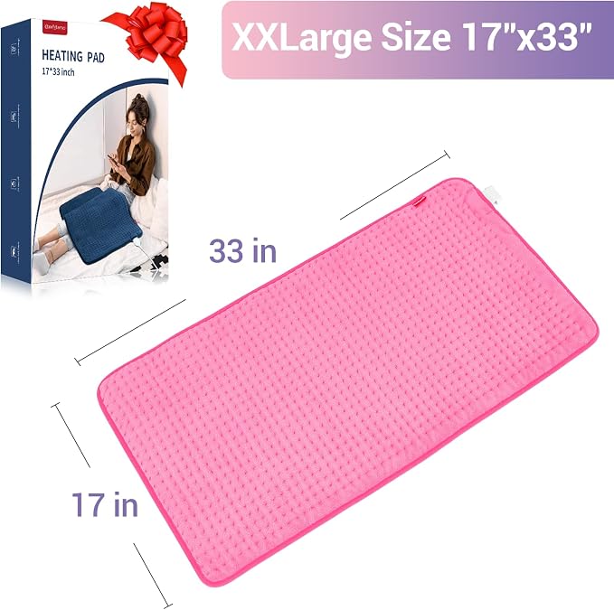 Comfytemp Extra Large Heating Pad for Back & Period, 33"x17" Electric Throw | Heated Pads for Neck/Shoulder/Leg, Birthday Day Gifts for Mom Dad Women Men, FSA Eligible HSA, Machine Washable, 2H Auto-Off