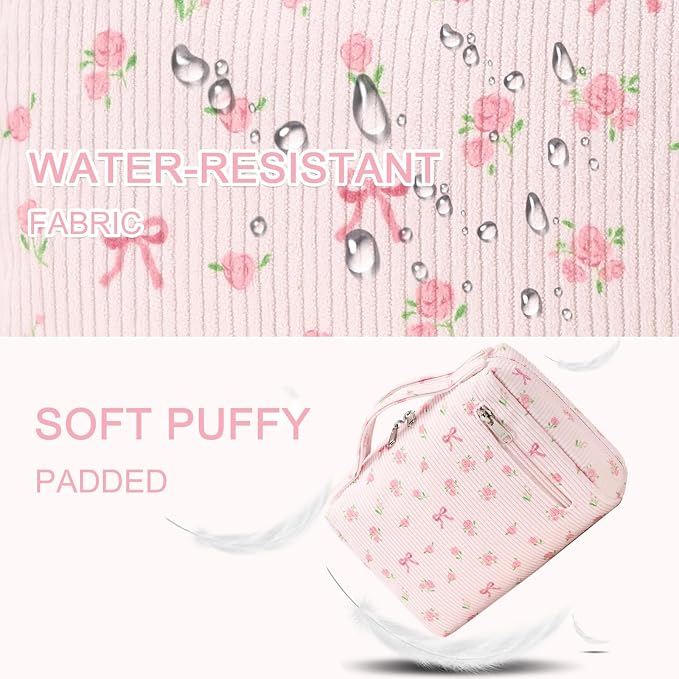 Bluboon Makeup Bag Zipper Pouch Travel Portable Cosmetic Bag Organizer for Women and Girls
