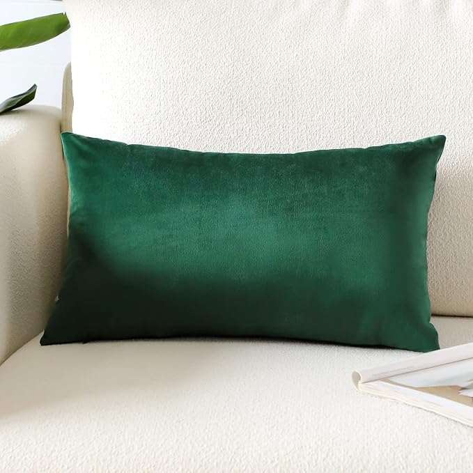 Artscope Luxury Velvet Pillow Covers Super Soft Decorative Square Throw Pillow Covers Case Cushion Covers for Sofa Couch Bedroom Car Decor 12x20 Inch Army Green