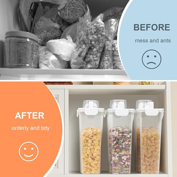Dog Cat Food Storage Container with Cup (White, 5L)