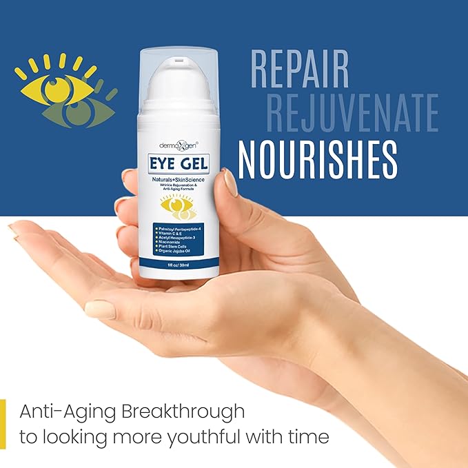 Eye Gel for Dry Eyes – Night Gel with Plant Stem Cells, Matrixyl 3000 & Peptides – Under Eye Gels for Dark Circles and Puffiness | Hydrates for a Smooth, Refreshed Look – 1 Fl Oz / 30 ml