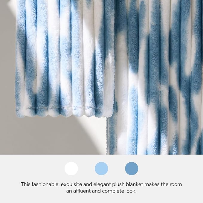 BEDELITE Ribbed Twin Blanket for Couch & Bed, Blue&White, 60"x80" | Ultra-Soft Plush Fleece, Cozy, Warm Yet Lightweight, Ribbed Texture, Home Decor, Machine Washable, Giftable, All-Season Use
