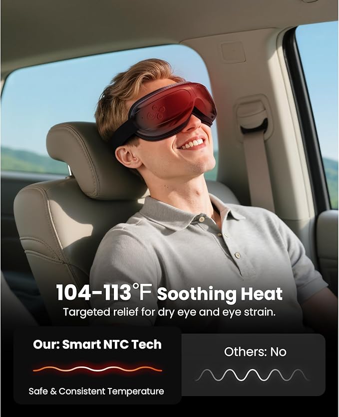 BOB AND BRAD Eye Massager, EyeOasis 2 Temple Massager with Heat, Smart Eye Mask Massage for Migraine with BT Music, Reduce Dry Eyes Improve Sleep, Christmas Birthday Gifts for Women Men Dad