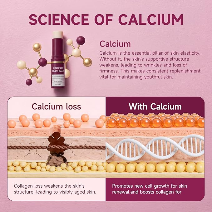 AMRAM Calcium Multi-Balm Stick with Vitamin D | Skin Firming & Hydrating Balm for Under-Eyes, Face & Neck | Supports Collagen, Improves Elasticity | 0.3 oz/9g