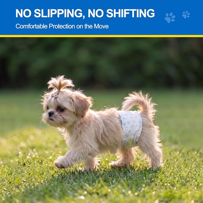 Wowflash 100 Count Dog Belly Bands for Male Dogs, Male Dog Diapers Disposable, Leakproof Dog Wraps with Wetness Indicator, Breathable Quick-Dry, Secure Fit for Doggy Puppy Training, X-Small